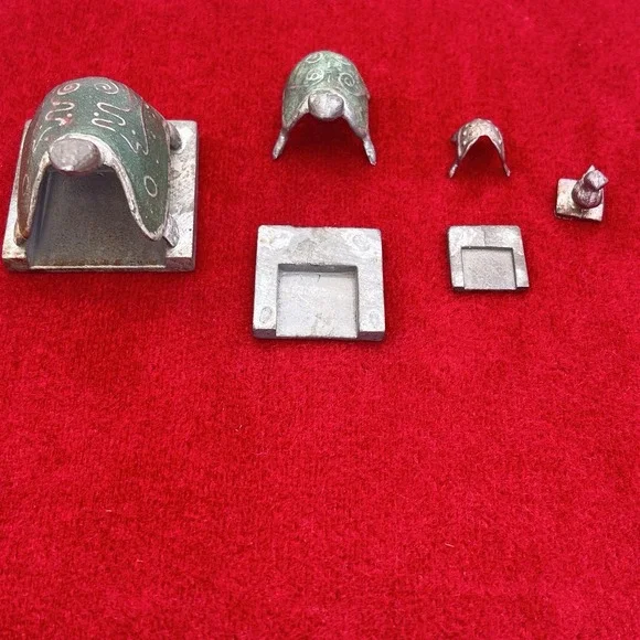 SET OF 4 VINTAGE RARE ANTIQUE OPIUM SCALE WEIGHTS Chinese 3 turtles 1 duck - Picture 7 of 9